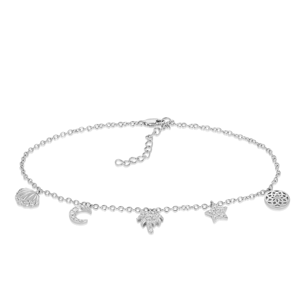 Charm Bracelet with Cubic Zirconia in Sterling Silver - Wallace Bishop