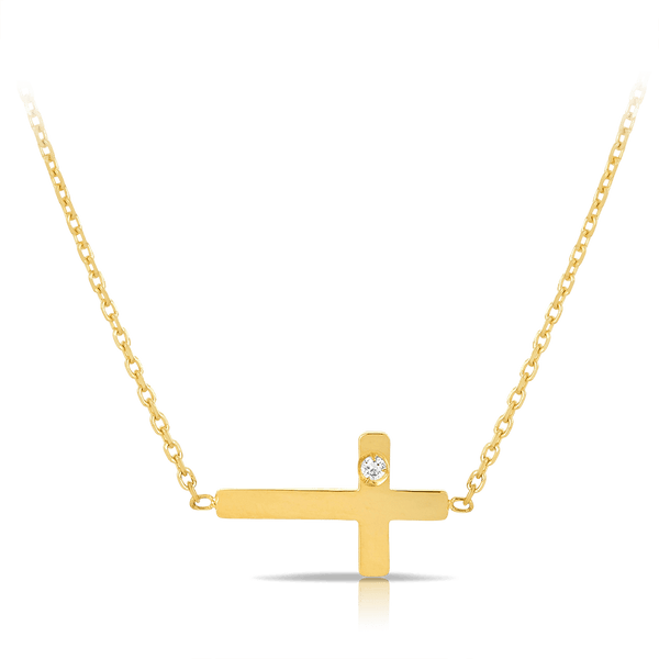 Children's Diamond  Cross Necklace set in 9ct Yellow Gold - Wallace Bishop