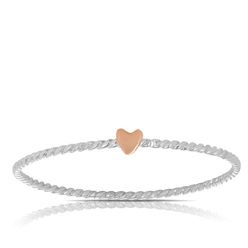 Children's Twisted Heart Bangle in Sterling Silver & Rose Gold - Wallace Bishop