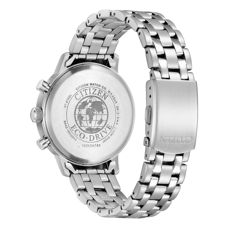 Citizen Eco-Drive Men's 42mm Stainless Steel Solar Chronograph Watch CA7060-88E - Wallace Bishop