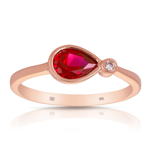 Created Pear Shape Ruby Ring in 9ct Rose Gold - Wallace Bishop