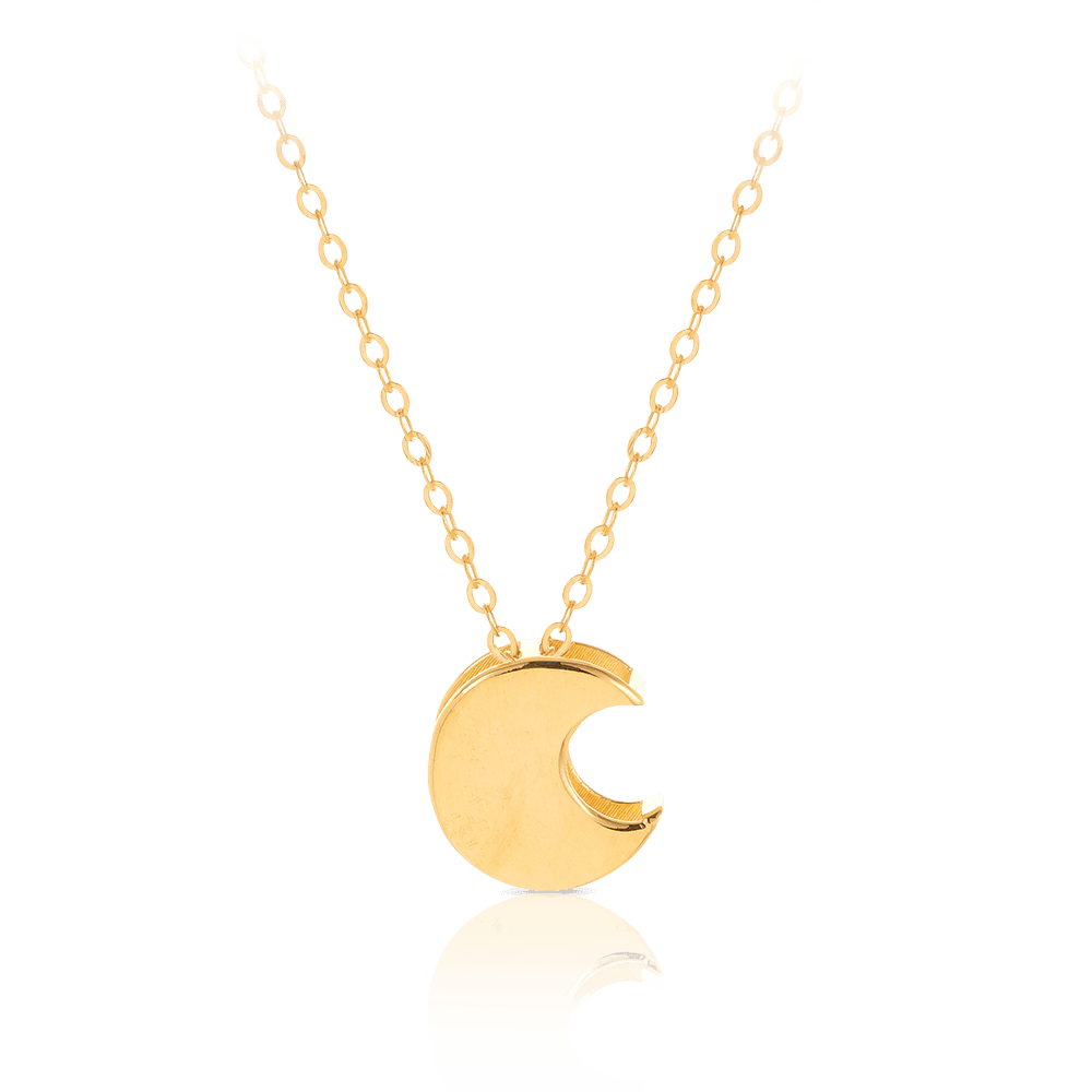 Crescent Moon Necklace in 14K Gold and Silver with Diamond - Michelle Chang