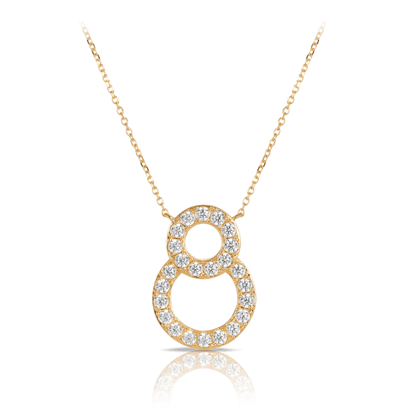 Cubic Zirconia Double Circle Necklace in 9ct Yellow Gold - Wallace Bishop