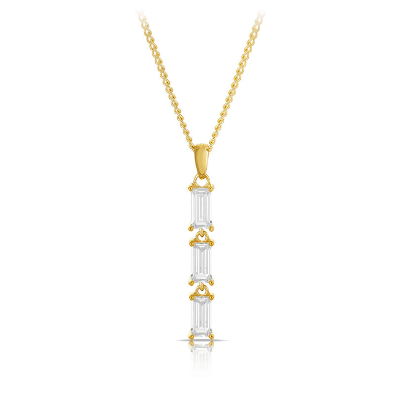 Cubic Zirconia Drop Pendant in 9ct Yellow Gold - Wallace Bishop
