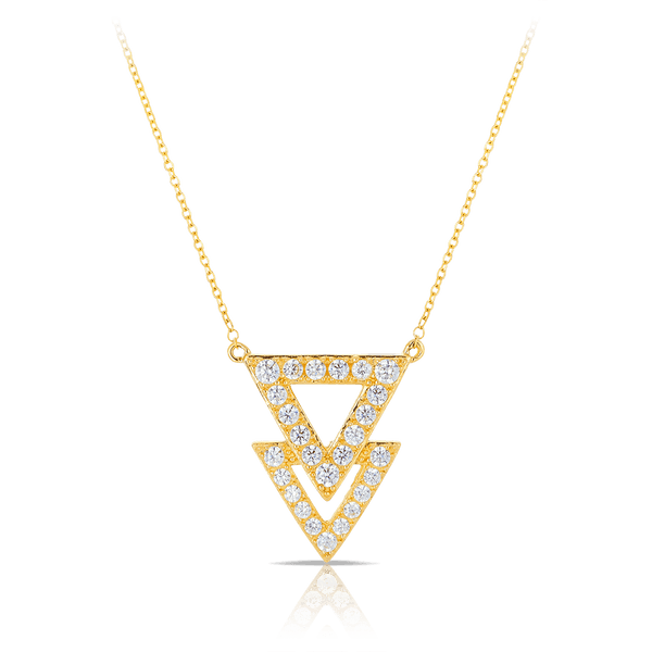 Cubic Zirconia Triangle Necklace in 9ct Yellow Gold - Wallace Bishop