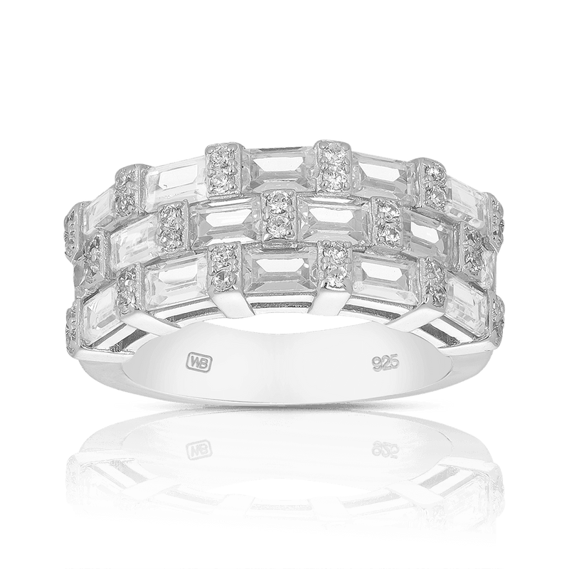 Cubic Zirconia Triple Band Ring in Sterling Silver - Wallace Bishop