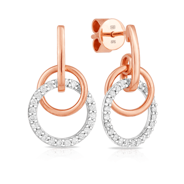 Diamond Earrings set in 9ct Rose and White Gold. Total Diamond Weight 0.40ct - Wallace Bishop