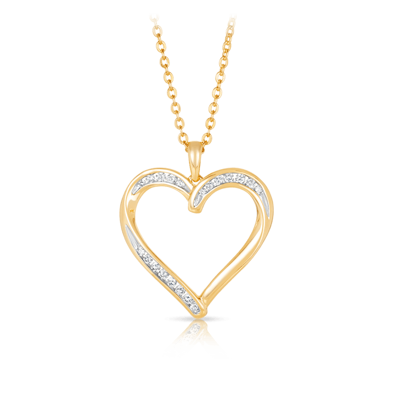 Diamond Heart Charm Pendant in 9ct Yellow Gold Pendant - Wallace Bishop