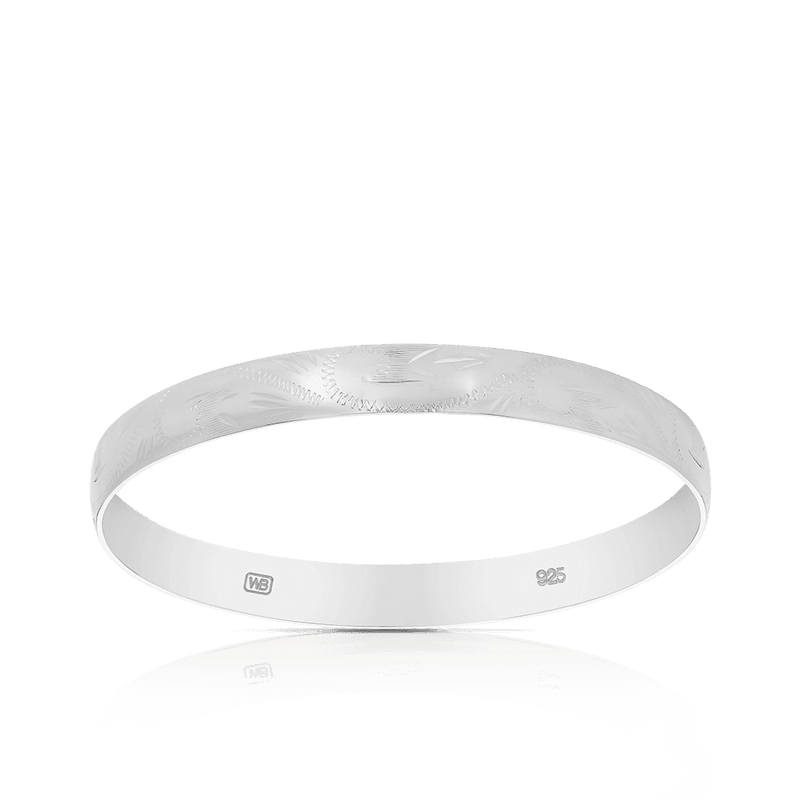 Engraved Bangle in Sterling Silver - Wallace Bishop
