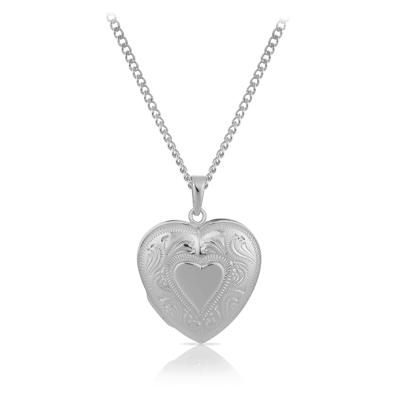 Engraved Heart Locket in Sterling Silver - Wallace Bishop