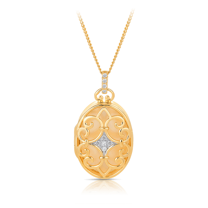 Filigree Locket Necklace Sterling Silver & Gold Plated - Wallace Bishop