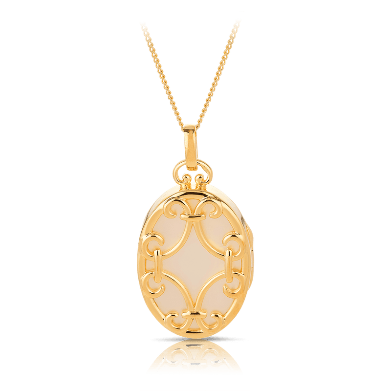 Filigree Locket Necklace Sterling Silver & Gold Plated