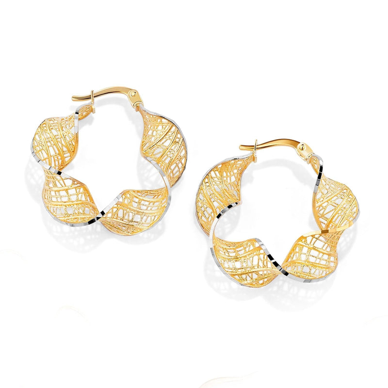 Fine Swirl Hoop Earrings in 9ct Yellow Gold - Wallace Bishop