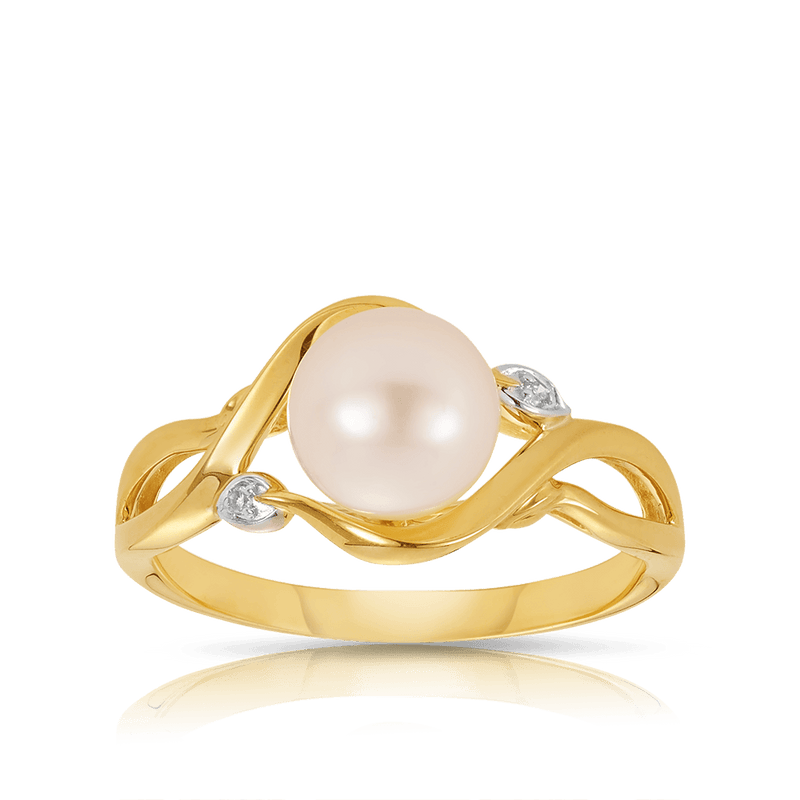 Freshwater Pearl and Diamond Dress Ring in 9ct Yellow Gold - Wallace Bishop