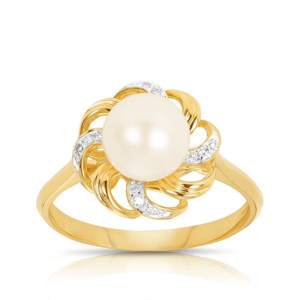 Freshwater Pearl and Diamond Ring in 9ct Yellow Gold - Wallace Bishop