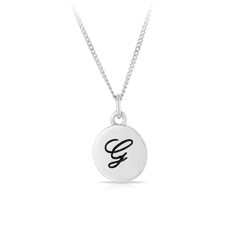 'G' Initial Engraved Pendant in Sterling Silver - Wallace Bishop