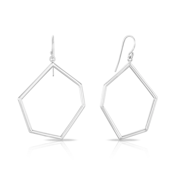 Hexagonal Drop Earrings in Sterling Silver - Wallace Bishop