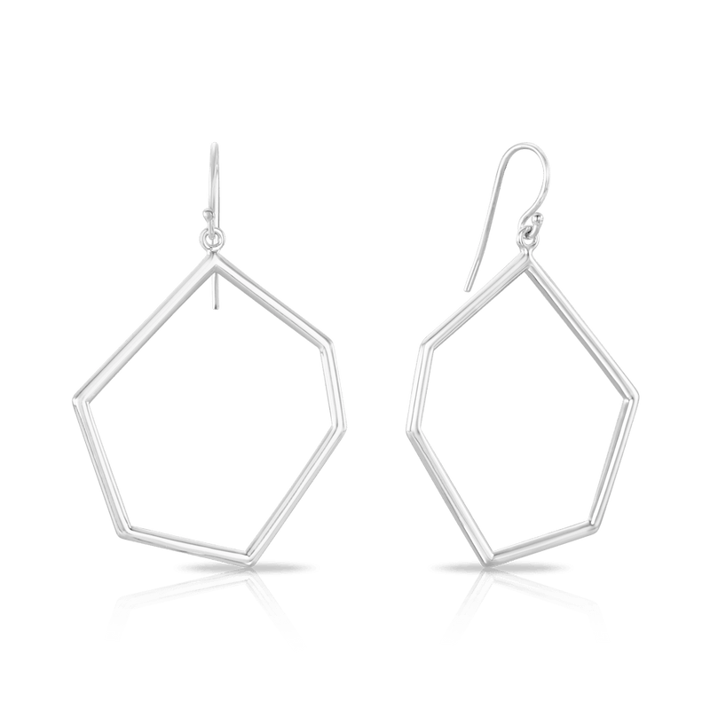Hexagonal Drop Earrings in Sterling Silver - Wallace Bishop
