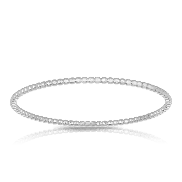 Hollow Round Beaded Bangle in Sterling Silver - Wallace Bishop