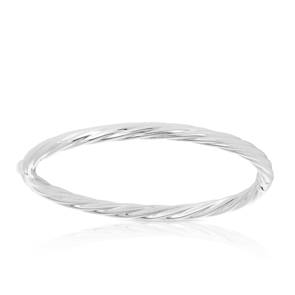 Hollow Round Twist Bangle in 9ct White Gold - Wallace Bishop