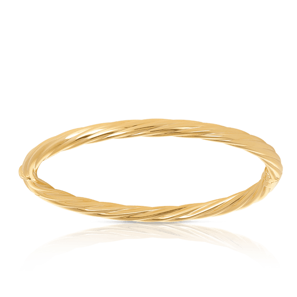 Hollow Round Twist Bangle in 9ct Yellow Gold - Wallace Bishop