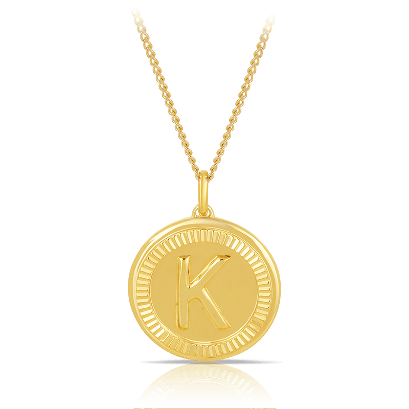 Initial Round Pendant in Solid 9ct Yellow Gold - Wallace Bishop