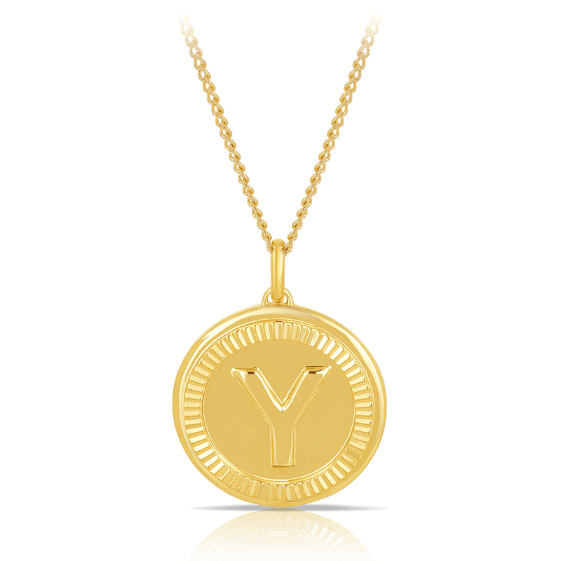 Initial Round Pendant in Solid 9ct Yellow Gold