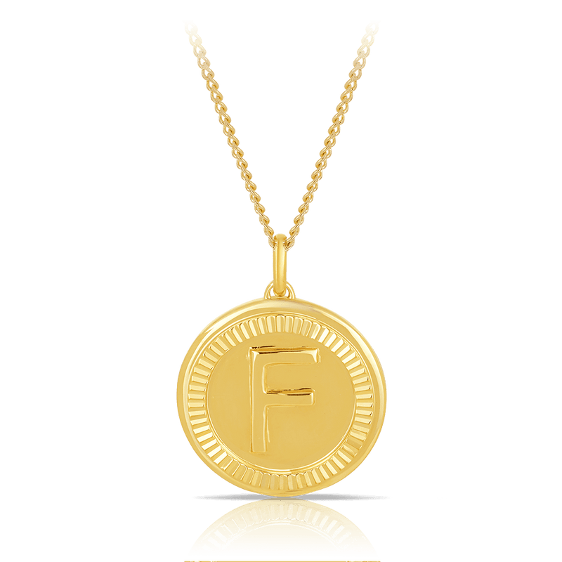 Initial Round Pendant in Solid 9ct Yellow Gold - Wallace Bishop