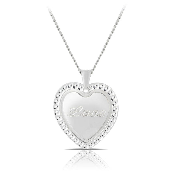 'Love' Heart Pendant in Sterling Silver - Wallace Bishop