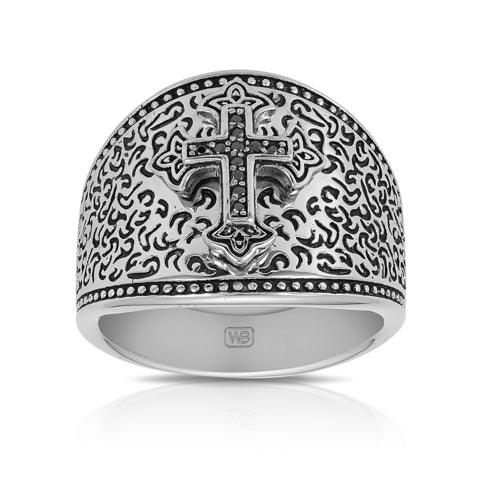 Men's Cross Signet Ring in Stainless Steel - Wallace Bishop