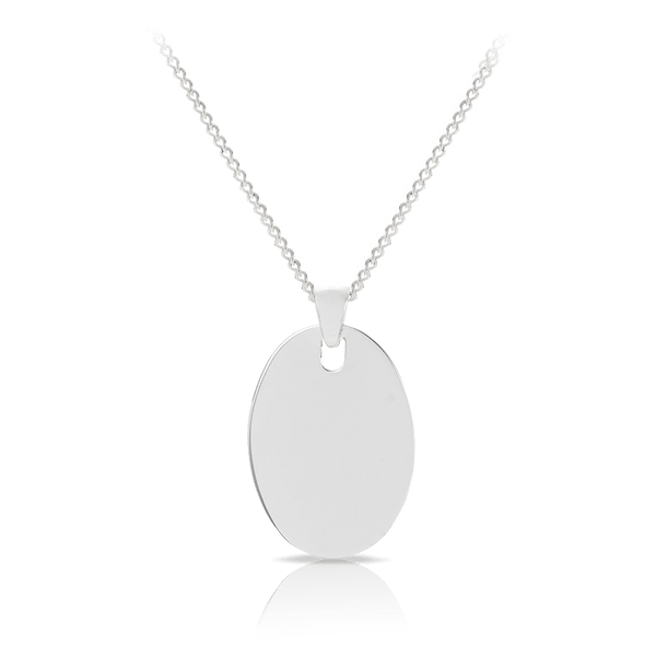 Oval Tag Pendant in Sterling Silver Pendant - Wallace Bishop
