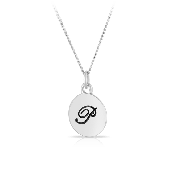 'P' Initial Engraved Pendant in Sterling Silver - Wallace Bishop