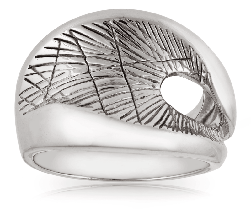 Patterend Round Ring in Sterling Silver - Wallace Bishop