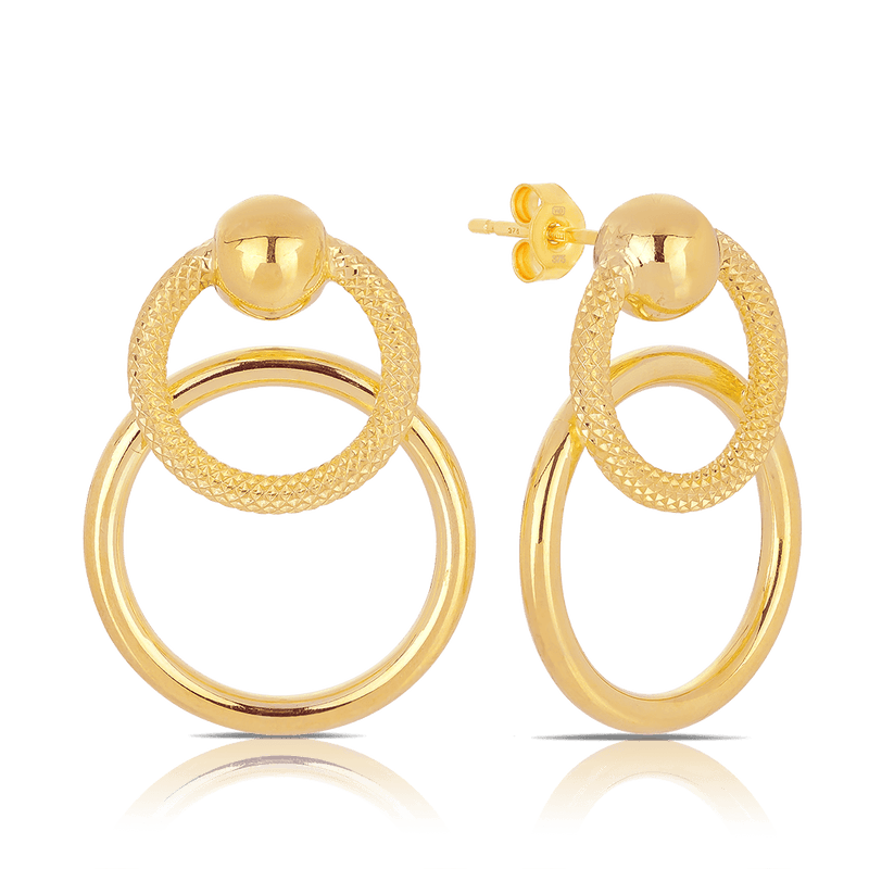 Pattern Circle Stud Earrings in 9ct Yellow Gold - Wallace Bishop