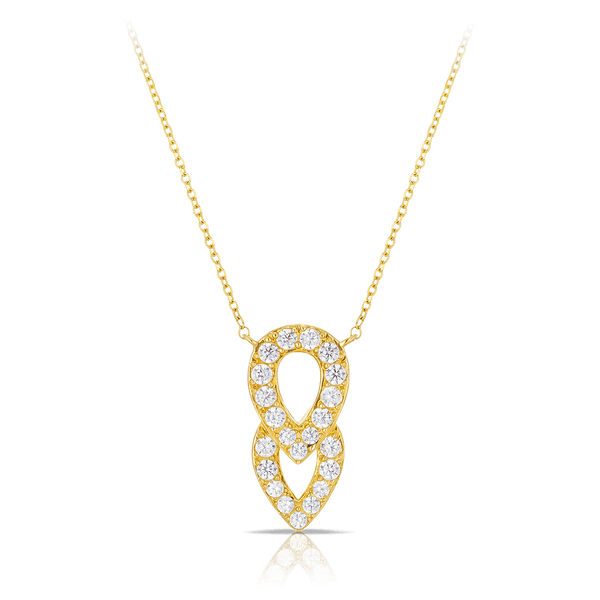Pear Shape Cubic Zirconia Drop Necklace in 9ct Yellow Gold - Wallace Bishop