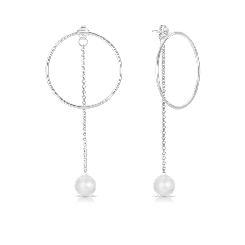 Pearl Circle Drop Stud Earrings in Sterling Silver - Wallace Bishop