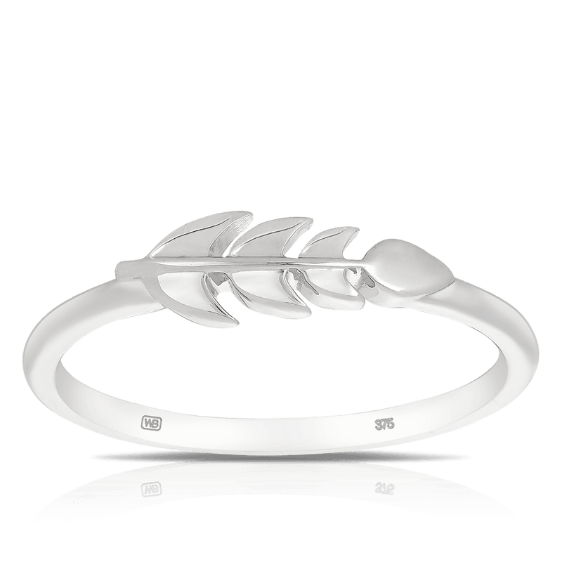 Polished Leaf Ring in Sterling Silver