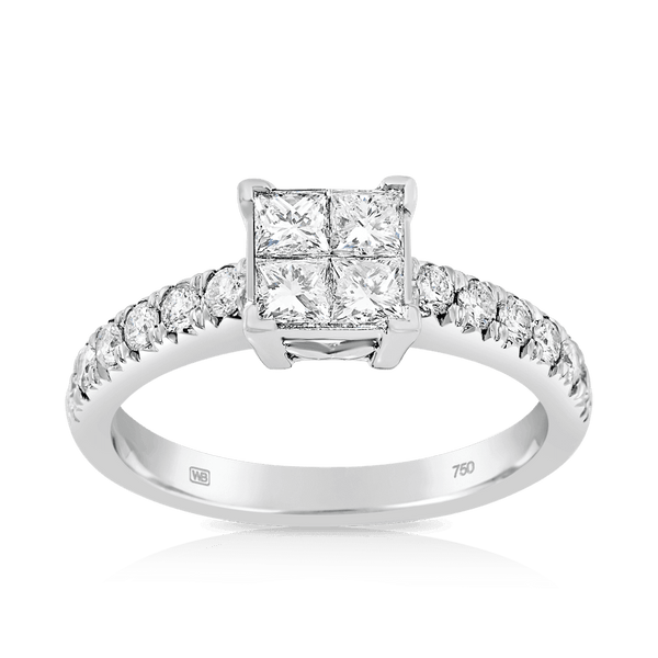 Princess Cut Diamond Multistone Engagement Ring in 18ct White Gold - Wallace Bishop