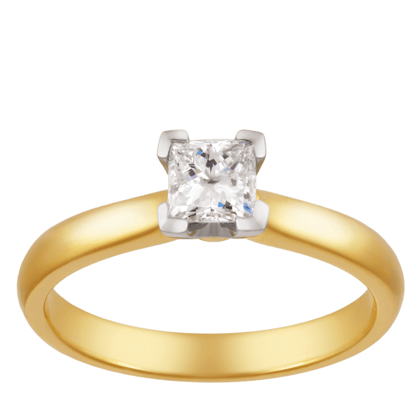 Princess Cut Diamond Solitaire Engagement Ring in 18ct Yellow & White Gold - Wallace Bishop