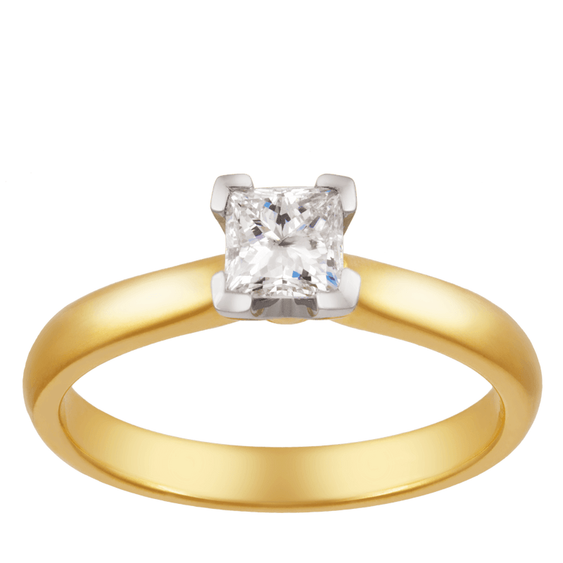 Princess Cut Diamond Solitaire Engagement Ring in 18ct Yellow & White Gold - Wallace Bishop