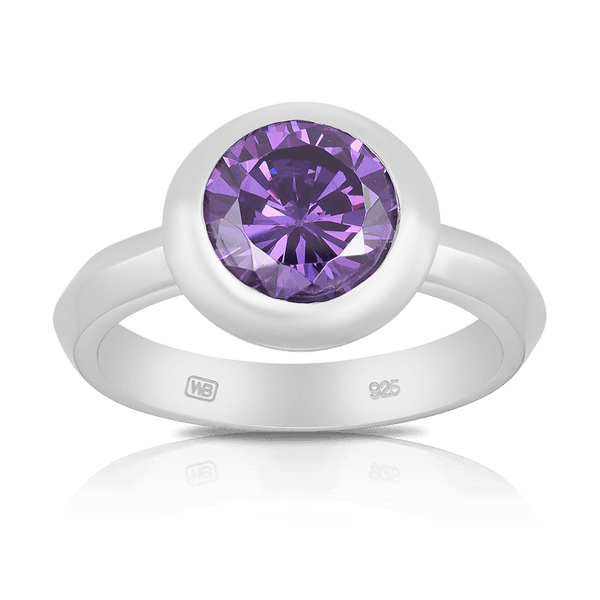 Purple Cubic Zirconia Ring made in Sterling Silver - Wallace Bishop