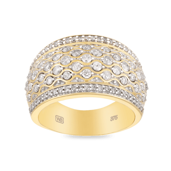 Round Brilliant Cut Diamond Dress Ring in 9ct Yellow Gold - Wallace Bishop