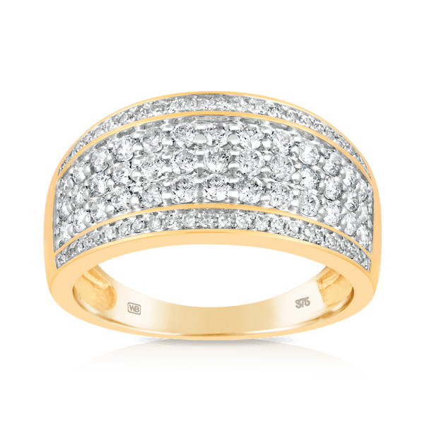 Round Brilliant Cut Diamond Dress Ring set in 9ct Yellow Gold. Total Diamond Weight 0.99ct - Wallace Bishop