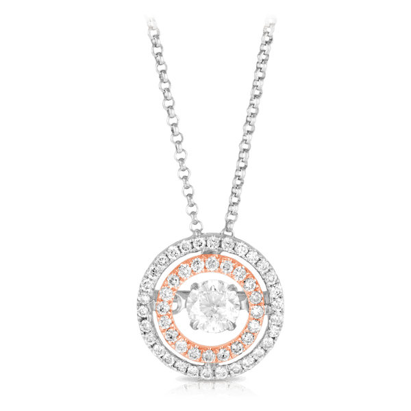 Round Brilliant Cut Diamond Pendant in 9ct White and Rose Gold - Wallace Bishop