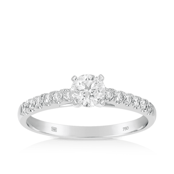 Round Brilliant Cut Diamond Solitaire Engagement Ring in 18ct White Gold - Wallace Bishop