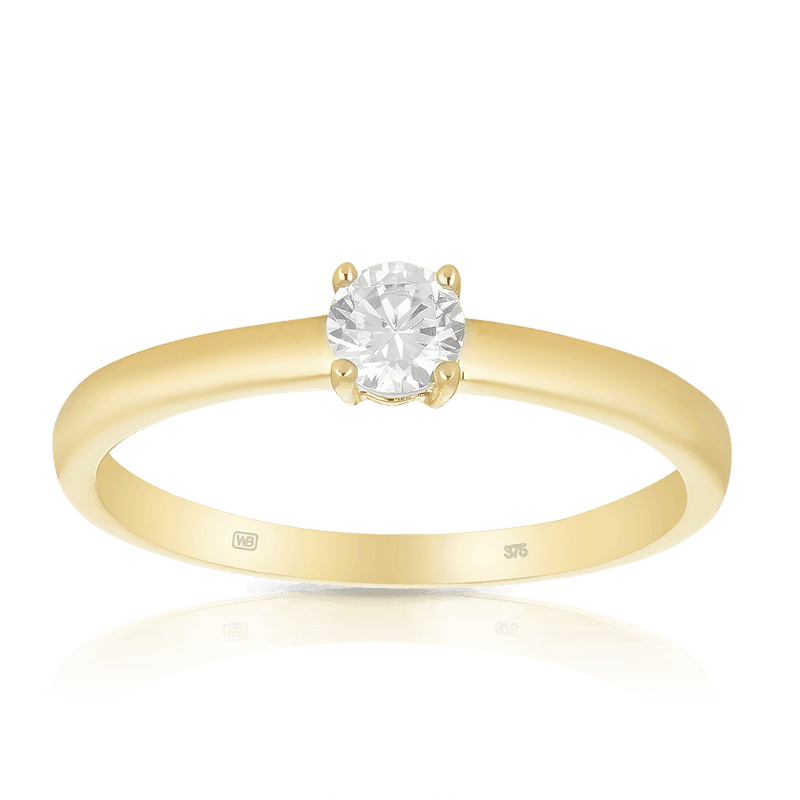 Round Cut Cubic Zirconia Ring in 9ct Yellow Gold - Wallace Bishop