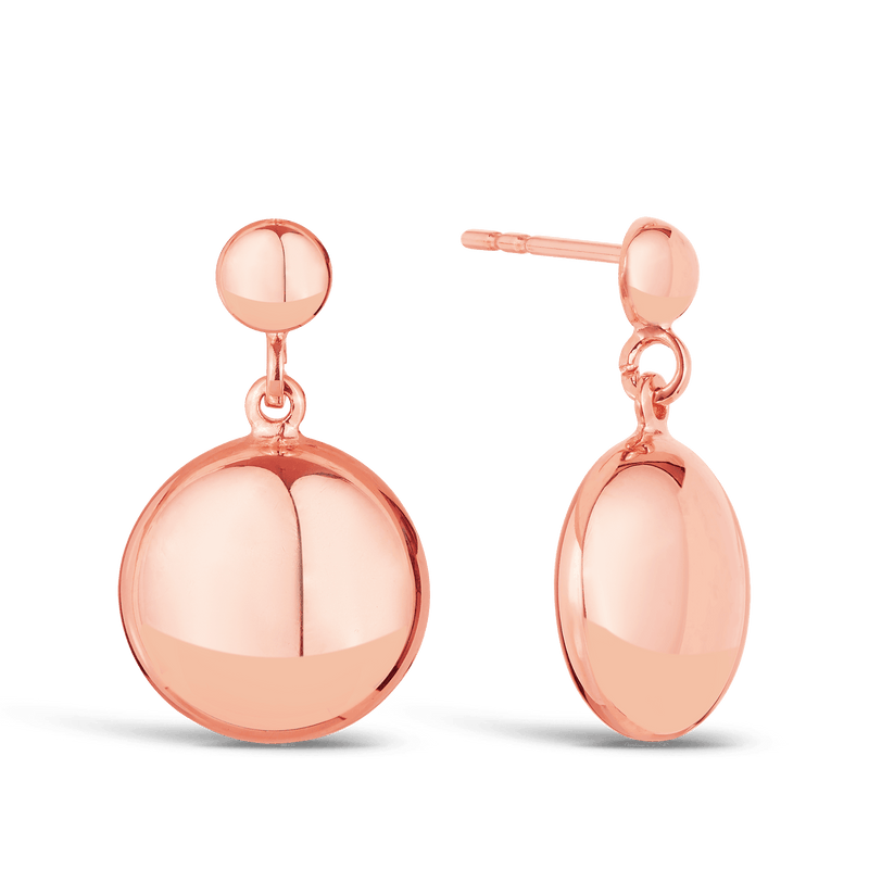 Round Drop Earrings in 9ct Rose Gold - Wallace Bishop
