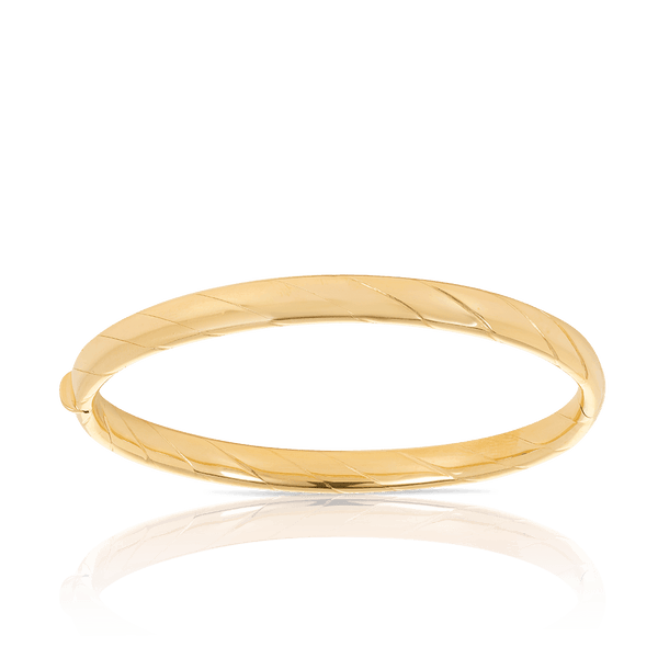 Round Engraved Bangle in 9ct Yellow Gold - Wallace Bishop