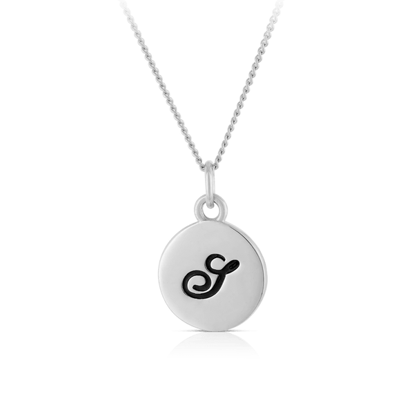 'S' Initial Engraved Pendant in Sterling Silver - Wallace Bishop