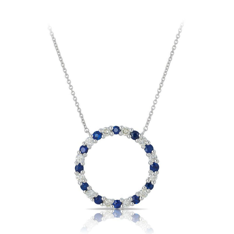 Sapphire and Diamond Circle Necklace in 9ct White Gold - Wallace Bishop